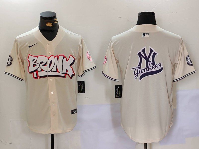 Men New York Yankees Blank Cream joint name 2024 Nike MLB Jersey style 7->new york yankees->MLB Jersey